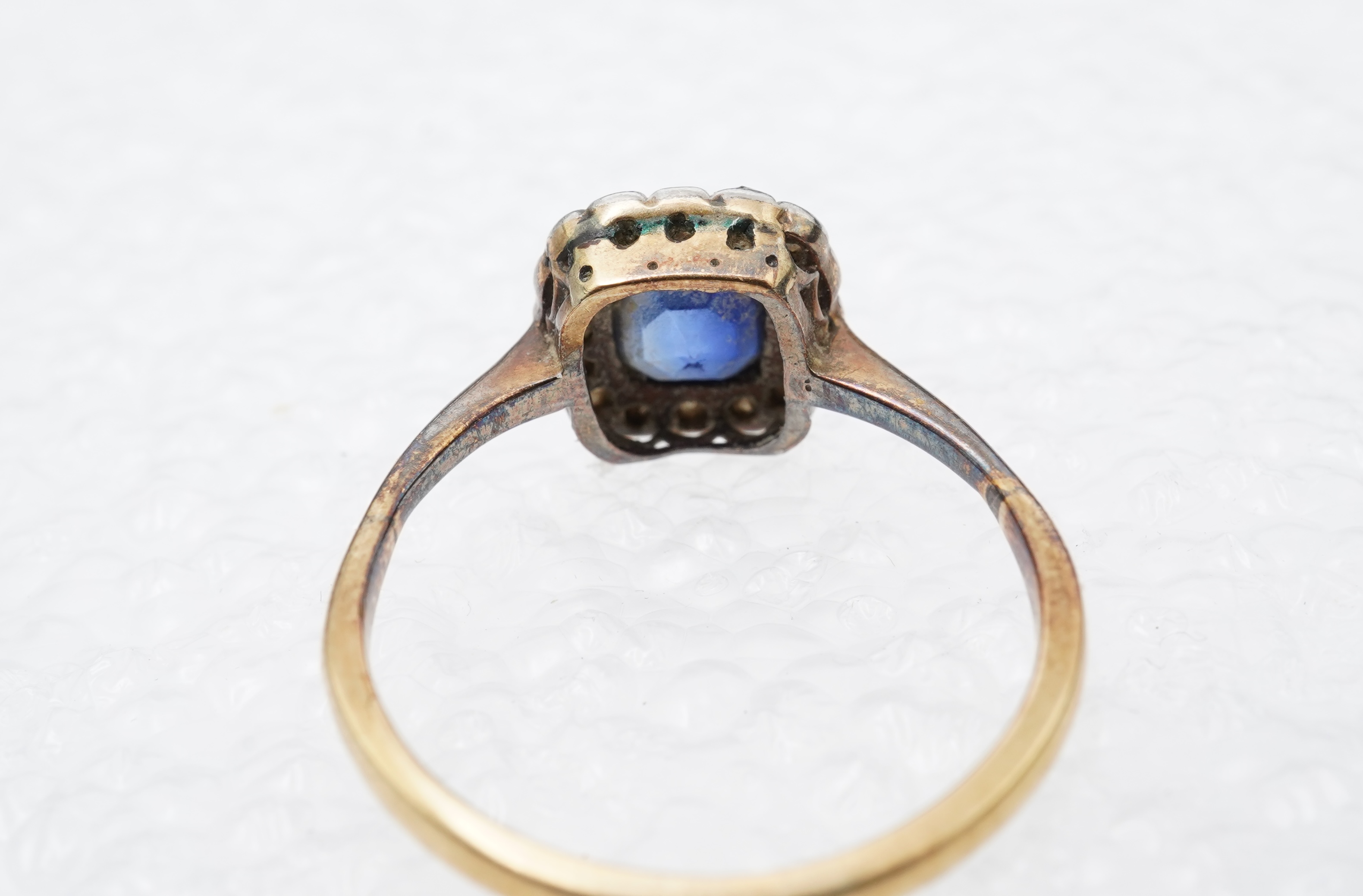 A sapphire and diamond cluster ring, early 20th century